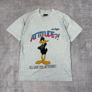 Daffy Duck Shirt Mens Small Gray Vtg 1995 Destination Las Vegas Looney Tunes